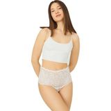 COTTONHILL Krem Dantelli Lastik Detaylı Yüksek Bel Kadın Tanga Külot - 2XL