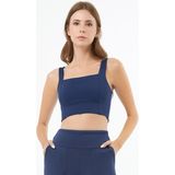 Cottonhill Lacivert Crop Top Büstiyer Kare Yaka %90 Polyester Spor Kullanıma Uygun XL