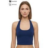 Cottonhill Lacivert Viskon Halter Yaka Sırt Dekolteli Kadın Crop Atlet - M
