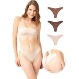 COTTONHILL Lazer Kesim Kadın Brezilya Külot 3'lü Paket-3 - Renkli - XL