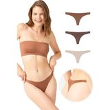COTTONHILL Lazer Kesim Kadın Tanga Külot 3'lü Paket-3 - Renkli - XL