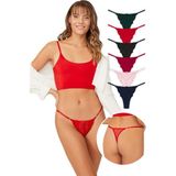 COTTONHILL Önü Dantelli Tül Detaylı Kadın Tanga 6'lı Paket Külot - XL - Renkli