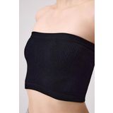Cottonhill Premium - Kadın Siyah Seamless Straplez Crop Top Büstiyer
