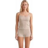Cottonhill Premium - Neat Collection | Bej Rib Dokulu Ince Askılı Modal Viskon Şortlu Kadın Pijama Takımı - XS