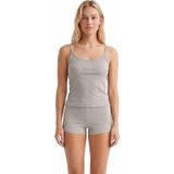 Cottonhill Premium - Neat Collection | Gri Rib Dokulu Ince Askılı Modal Viskon Şortlu Kadın Pijama Takımı - XS