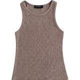 Cottonhill Premium - Tide Collection | Vizon Bisiklet Yaka Bürümcük Dokulu Kolsuz Kadın Crop Bluz - XS