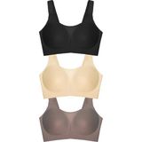 Cottonhill Seamless Bra - Forme | Lazer Kesim Dikişsiz Toparlayıcı Büyük Tüllü Beden Kadın Sütyen 3'lü Paket-2 - 90C - Çok Renkli