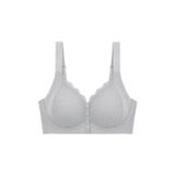Cottonhill Seamless Bra - Larevia | Gri Lazer Kesim Önden Düğmeli Tül Detaylı Kadın Sütyen
