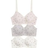 Cottonhill Seamless Bra - Mireva | Lazer Kesim Rib Dokulu Ayıcık Desenli Balensiz Kadın Sütyen 3'lü Paket - Renkli