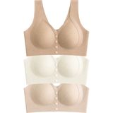 Cottonhill Seamless Bra - Neriva | Lazer Kesim Önden Düğmeli Minimizer Kadın Sütyen 3'lü Paket-2 - 3XL - Çok Renkli