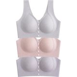 Cottonhill Seamless Bra - Neriva | Lazer Kesim Önden Düğmeli Minimizer Kadın Sütyen 3'lü Paket - XL - Renkli
