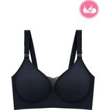 Cottonhill Seamless Bra - Nuvia |siyah Lazer Kesim Klipsli Önden Açılabilir Rib Dokulu Dikişsiz Emzirme Sütyeni - 2XL