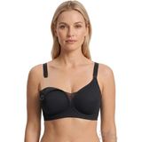 Cottonhill Seamless Bra - Nuvia |siyah Lazer Kesim Klipsli Önden Açılabilir Rib Dokulu Dikişsiz Emzirme Sütyeni - 3XL