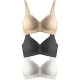 Cottonhill Seamless Bra - Pure | Lazer Kesim Dikişsiz Ayarlanabilir Askılı Balensiz Kadın Sütyen 3'lü Paket - Renkli - 85B