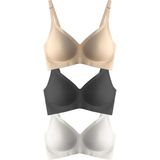 Cottonhill Seamless Bra - Pure | Lazer Kesim Dikişsiz Ayarlanabilir Askılı Balensiz Kadın Sütyen 3'lü Paket - Renkli - 90B