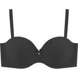 Cottonhill Seamless Bra - Serina | Siyah Balenli Lazer Kesim Yarım Dolgulu Push Up Straplez Kadın Sütyen - 90B