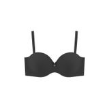 Cottonhill Seamless Bra - Serina | Siyah Balenli Lazer Kesim Yarım Dolgulu Push Up Straplez Kadın Sütyen