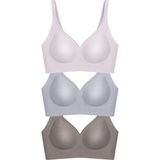 Cottonhill Seamless Bra - Slight | Lazer Kesim Dikişsiz Dilim Detaylı Balensiz Kadın Sütyen 3'lü Paket-2 - 90B - Çok Renkli