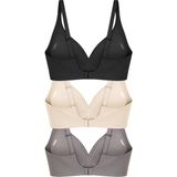 Cottonhill Seamless Bra - Slight | Lazer Kesim Dikişsiz Dilim Detaylı Balensiz Kadın Sütyen 3'lü Paket-3 - 75B - 001-Renkli