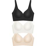 Cottonhill Seamless Bra - Slight | Lazer Kesim Dikişsiz Dilim Detaylı Balensiz Kadın Sütyen 3'lü Paket - 80B - Renkli