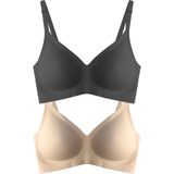 Cottonhill Seamless Bra - Soft | Lazer Kesim Balensiz Ayarlanabilir Askılı Dikişsiz Kadın Sütyen 2'li Paket-2 - 90B - 001-Renkli