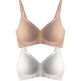 Cottonhill Seamless Bra - Soft | Lazer Kesim Balensiz Ayarlanabilir Askılı Dikişsiz Kadın Sütyen 2'li Paket-4 - 80B - Karışık