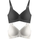 Cottonhill Seamless Bra - Soft | Lazer Kesim Balensiz Ayarlanabilir Askılı Dikişsiz Kadın Sütyen 2'li Paket-6 - 90B - Karma