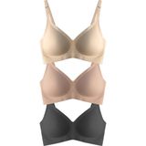 Cottonhill Seamless Bra - Soft | Lazer Kesim Balensiz Ayarlanabilir Askılı Dikişsiz Kadın Sütyen 3'lü Paket - 80B - Renkli