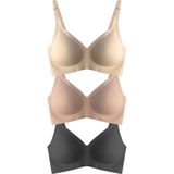 Cottonhill Seamless Bra - Soft | Lazer Kesim Balensiz Ayarlanabilir Askılı Dikişsiz Kadın Sütyen 3'lü Paket - 85B - Renkli