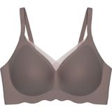 Cottonhill Seamless Bra - Touch | Kahverengi Lazer Kesim Dikişsiz Tül ve Dalga Detaylı Balensiz Kadın Sütyen - 90B