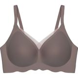 Cottonhill Seamless Bra - Touch | Kahverengi Lazer Kesim Dikişsiz Tül ve Dalga Detaylı Balensiz Kadın Sütyen