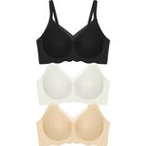 Cottonhill Seamless Bra - Touch | Lazer Kesim Dikişsiz Tül ve Dalga Detaylı Balensiz Kadın Sütyen 3'lü Paket