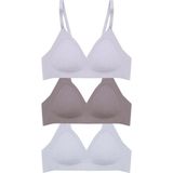 Cottonhill Seamless Bra - Velour | Lazer Kesim Balensiz Üçgen Form Dikişsiz Kadın Sütyen 3'lü Paket - 90B - Renkli