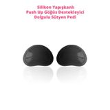 Cottonhill Siyah Silikon Yapışkanlı Push Up Göğüs Destekleyici Dolgulu Sütyen Pedi