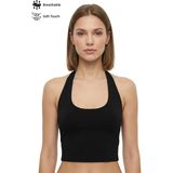 Cottonhill Siyah Viskon Halter Yaka Sırt Dekolteli Kadın Crop Atlet - M