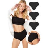 Cottonhill Yüksek Bel Basic Lazer Kesim Bikini Külot 3'lü Paket - 5 Siyah Kadın İçin Rahat Tasarım - Siyah - Siyah