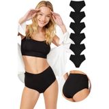 Cottonhill Yüksek Bel Basic Lazer Kesim Bikini Külot 6'lı Paket - Siyah - Siyah - Siyah