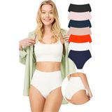 Cottonhill Yüksek Bel Basic Lazer Kesim Bikini Külot 7'li Paket - Kırmızı - Siyah - Lacivert
