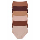 Cottonhill Yüksek Bel Basic Lazer Kesim Büyük Beden Kadın Bikini Külot 6'lı Paket