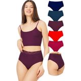 Cottonhill Yüksek Bel Lazer Kesim Bikini Külot 5'li Paket Kadınlar İçin Yumuşak Dokulu Polyester - Renkli - XL
