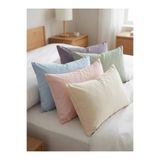 cottonova % 100 Pamuk Saten 5 Çift (10 Adet ) Karışık Renk Yastık Kılıfı Seti 50 x 70 cm Kapaklı