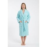 Cottonverse Iplik Boyalı Şalyaka Bornoz - %100 Pamuk , Unisex - S - M - Beyaz