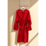 Cottonverse Kapüşonlu Bornoz – %100 Pamuk , Unisex - S - M - Kırmızı