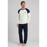 CottonVia Uzun Kollu, Erkek Pijama Takımı, %100 Pamuklu, 30/1 Mevsimlik Penye Kumaş, Cepli, Mint