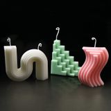 Coume 3 Parça Estetik Mumlar Bükümlü Mum Modaya Uygun Mumlar Minimalist Geometrik Şekilli Mumlar S Şekilli Dekorasyon Sanat Mum Soya Balmumu Doğum Günü Düğün için Şık Beyaz Mum (Çok Renkli)