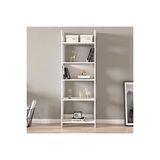 Country Dekoratif 5 Raflı Ev-ofis Kitaplık, Modern Kütüphane, Beyaz