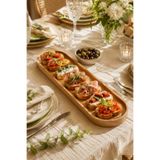 Country House Ahşap Uzun Dikdörtgen Sunum Tabağı - Kayık Peynir ve Meyve Sunumluğu - Organizer - Masif Kayın (45cm)