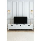 Country Model 150 cm TV Ünitesi - MDF Membran Kapak Modern TV Sehpası | Beyaz Renk Televizyon Konsolu