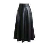 COUPEST Kadın Suni Deri Siyah Uzun Tesettür Mevlana Etek Faux Leather