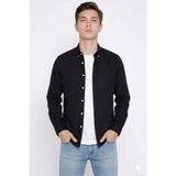 Coupon Erkek Gabardin Gömlek %100 Pamuk - Siyah - XL